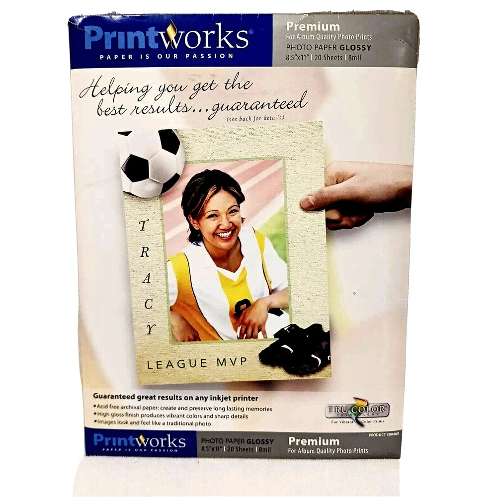 PRINT WORKS Glossy Photo Paper 8.5x11'' High‎ Quality 18 Sheets